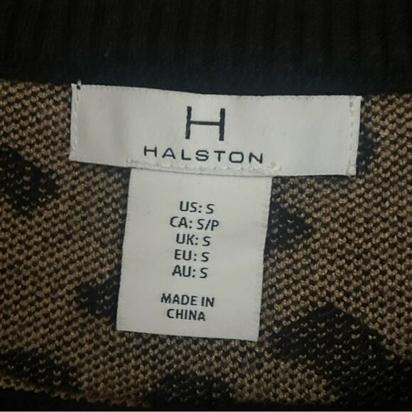 H Halston Women's Leopard Print Brown Black Long Sleeve Sweater Size Small - Picture 6 of 9